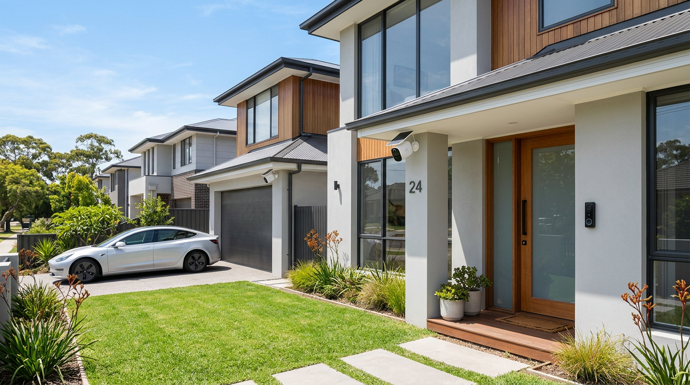 Eufy smart home security products on a modern home exterior